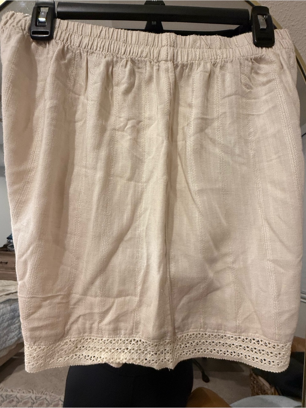 Japna Cream Short Sleeve Button Pajama Set with Lace Accents - Picture 6 of 9